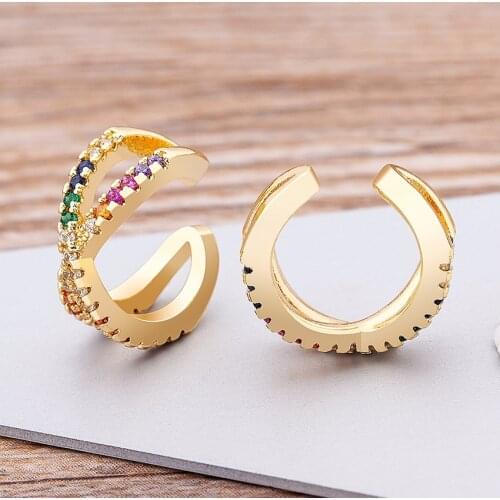 New Punk Gold Metal Ear Cuff Earrings for Women No Pierced X Shape Geometric Cute Ear Clips Travel Party Bar Jewelry Gifts