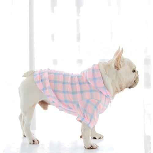 New Pet Dog Rash Guard for Small Medium Dogs Sweet Plaid Pet Dog Hoodie French Bulldog Clothes Puppy Schnauzer Clothing