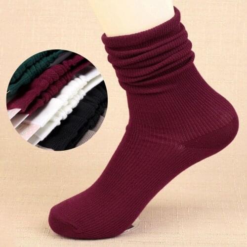 Autumn winter socken piles of cotton socks female Korean thin solid thin vertical stripes retro Mori soks short boots chausette