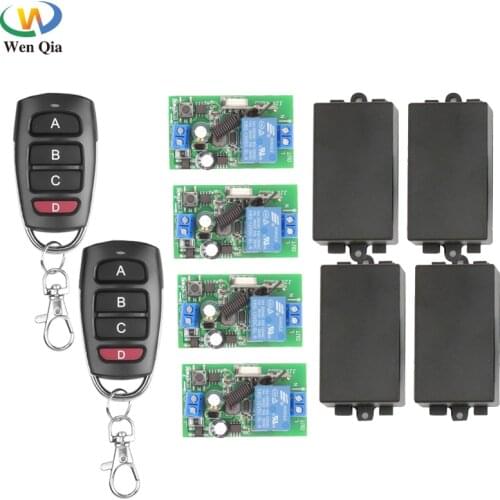 AC 85~250V 10A 2200W 1CH 4 gangs Remote Control Switch Wireless Receiver Relay Module for rf 433MHz Remote Electric Door and LED