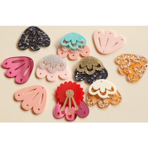 Multi-combination and small claw hollow petal pendant Japanese DIY handmade earrings resin material jewelry accessories