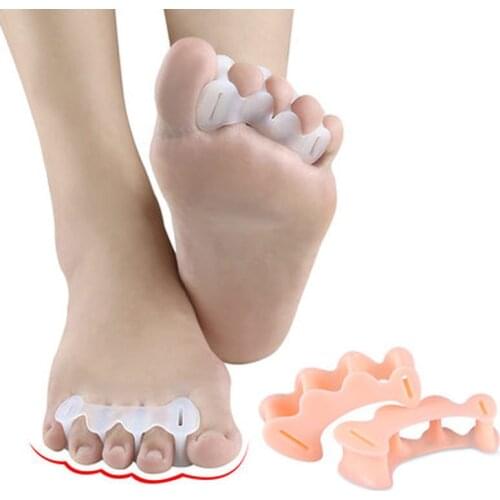 1 Pair Hammer Toe Treatment Bunion Corrector Silicone Three Holes Hallux Valgus Toe Separator Corrector