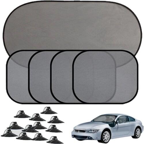 MotoLovee 5Pcs Car Windows Sun Shade Black Mesh Sun Visor Curtain Car Styling Covers Auto Window Suction Cup Protection Window