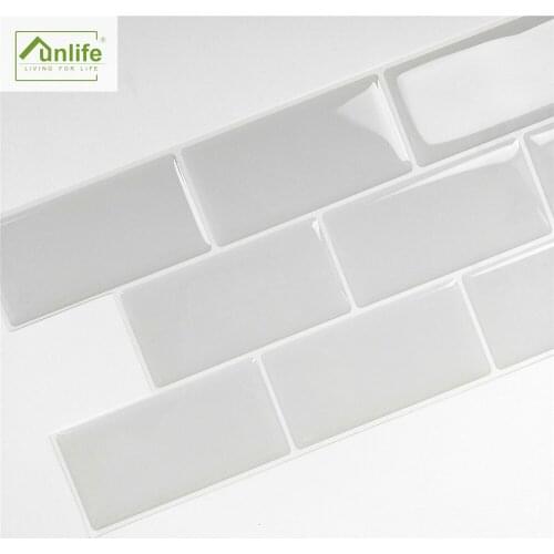 Light Grey 3D Epoxy Tile Wall Sticker Waterproof PVC Furniture Renovation Wallpaper Kitchen Bathroom Backsplash Decoration Decal