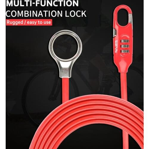 Universal Anti-Theft Bike Steel Cable Coil Combination Locks 3-Digit Code Extended Bicycle Electric Bike Helmet Security Lock