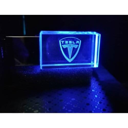 64GB crystal+metal Tesla kye model USB Flash Drive 4G 8G 16GB 32GB precious stone pen drive Logo Custom Company Promotional Gift