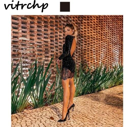 VITRCHP 2021 Ladies Dress Casual Brand Summer New Arrival Elegant Maxi Party Sexy Lace Long Sleeve Backpack Hip Dress