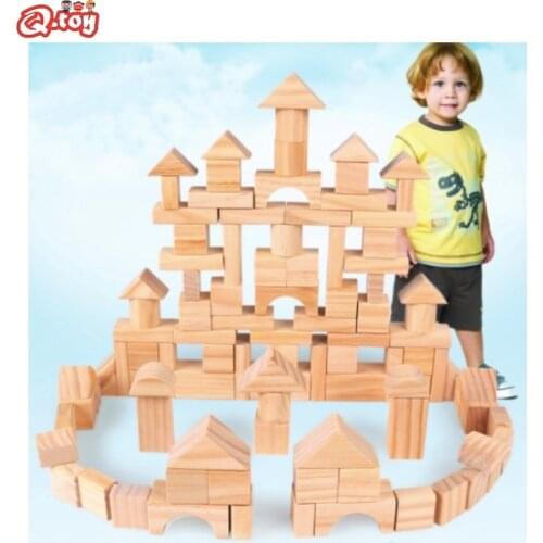 100pcs/set Wooden Blocks Toys for Children Learning Geometric Shape Assembling Building & Construction Game Kids Baby Wood Toy