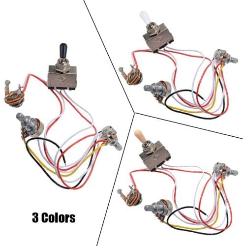 3-way Toggle Switch + 500k Pots + Wiring Harness for LP 2 Humbucker Guitar with 3 Colors