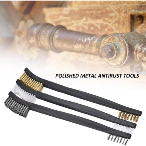 3 - Piece Mini Wire Brush Set Steel Brass Nylon Clean Polished Metal Rust - Proof Tool 3 Pieces Mini Wire Brush Set
