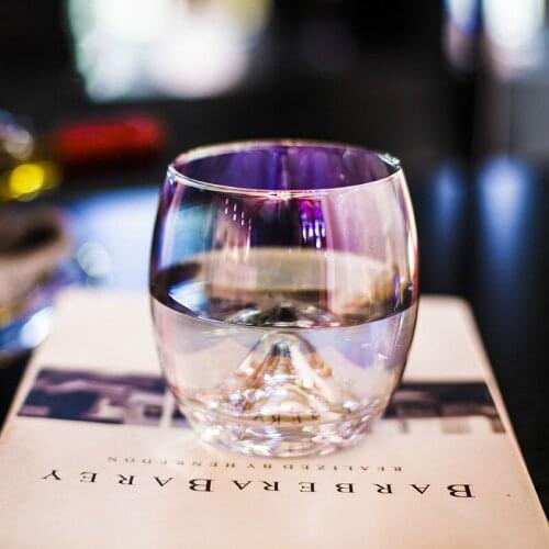 385ML Creative Thickening Colorful Glass Lead-free Crystal Glass Fuji Mountain Shape Glass Milk Cup for Wine Beer Whiskey Bar