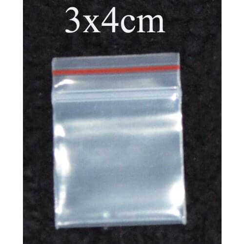 3x4cm 1.2''x1.6'',1000pcs/Lot,small clear red line Self Sealing ZipLock Plastic pill packaging bags custom plastic bag