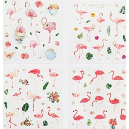 4 pcs/pack Hot Flamingo Decorative Stationery Stickers Scrapbooking DIY Diary Album Stick Label