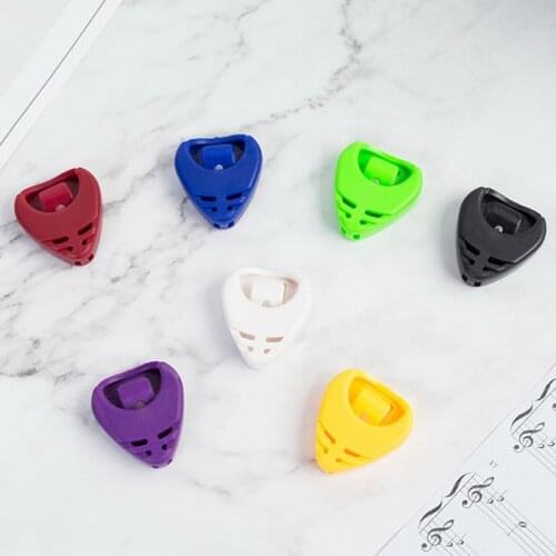 5 PCS Guitar Pick plectrum Holder Portable Plastic Triangle shaped Guitar Pick Holder Sticky Random Color