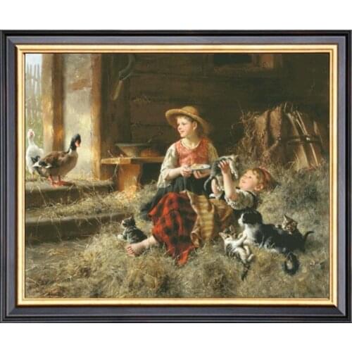 59-47-Needlework Crafts French DMC Quality Counted Cross Stitch Kit Oil Painting Calling On Farmyard Friends Free Ship