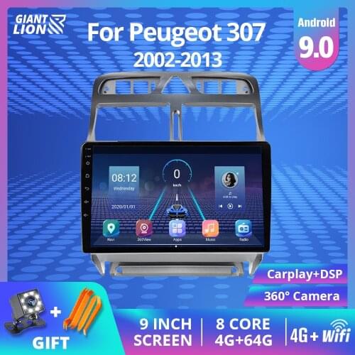 No 2 Din Android 9.0 Car Radio For Peugeot 307 2002-2013 Bluetooth GPS Navigation Multimedia Player Autoradio Stereo Player DVD
