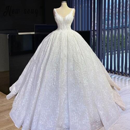 Ball Gowns Spaghetti Straps White Ivory Bridal Dress For Wedding Sexy Sweetheart 2021 Luxury Beaded Appliques Wedding Gowns