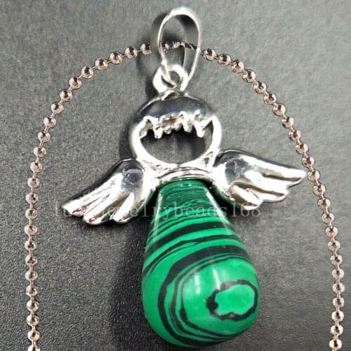 Free Shipping Women Fashion Jewelry Malachite Water Drop Art Necklace With Chain 1pcs C5537n