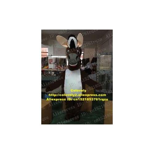 Rapid Dark Brown Horse Pony Steed Courser Stallion Caballo Mascot Costume Cartoon Character Mascotte Adult Rice White Ears ZZ364
