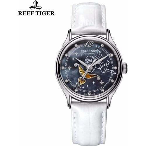New Reef Tiger/RT Fashion Blue Dial Stainless Steel Watches for Lover Womens Watches Diamonds Ladies Watches RGA1550