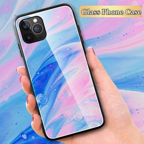 Marble Tempered Glass Phone Case For Apple iPhone 12 11 Pro XR XS Max X 8 7 6S Plus SE 2020 Mini Gradient ShockProof Case Cover