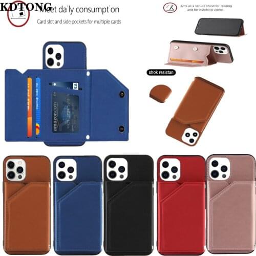 PU Leather Phone Case for iPhone 12 11 Pro Max XR XS SE 2020 7 8 Plus Funda TPU Shockproof Card Slot Wallet Kikstand Back Cover
