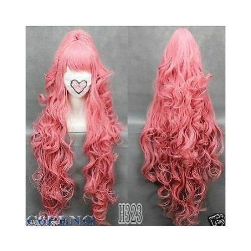 HOT 100cmVOCALOI D-Megurine Luka PINK Anime Cosplay wg+1Clip On Ponytail WX free shipping
