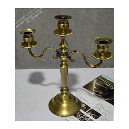 H35cm 3 arm bronze metal candle holder retro candlestick for home deor 3 arm candelabra chchristmas candle hodlers ZT033