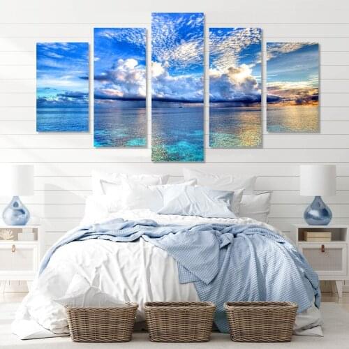 HD Home Decoration Canvas Pictures Living Room Modern 5 Panel Landscape Seascape Print Painting Wall Art Modular Poster Frame