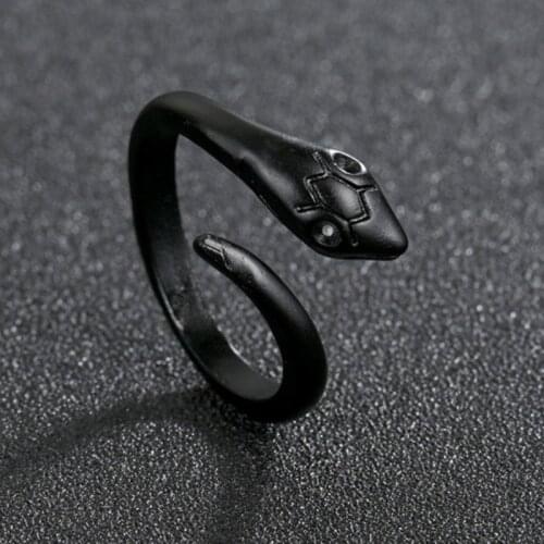 Retro Punk Snake Ring for Men Women Black Color Fashion Boy Girl Opening Adjustable Rings Party Accessoriess