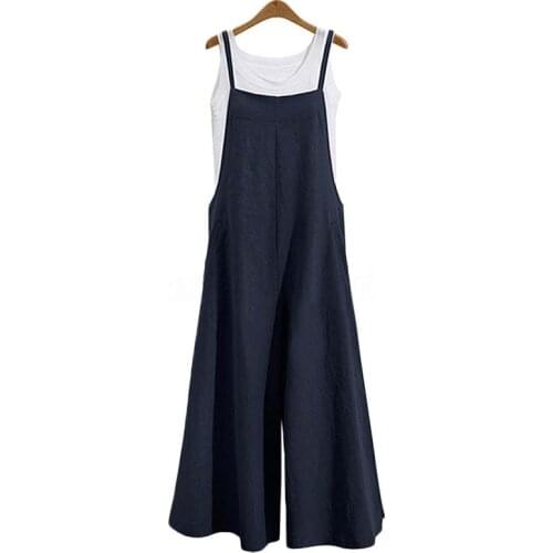 Wide Leg Long Rompers Women Casual Solid Color Oversized Streetwear Ladies Simplicity Sling Ankle Length Plus Size Jumpsuits