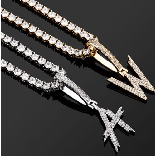 GUCY Cubic Zircon Letter Pendant Necklace Gold And Silver Color Hip Hop Jewelry For Men/Women Gift