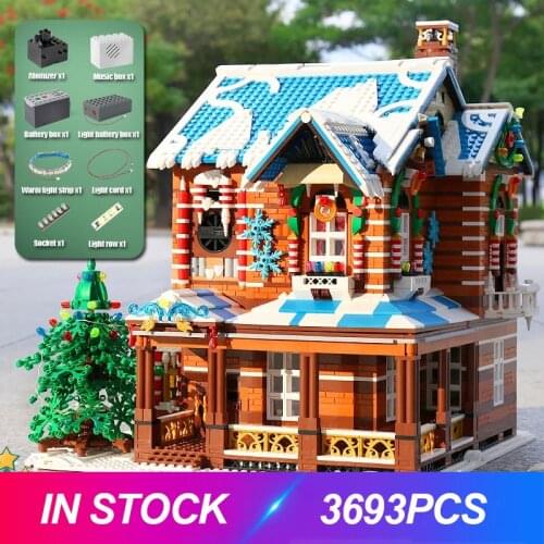 Mould King 16011 Streetview The LED Light Christmas House Model Building Blocks Bricks Kids Toys Christmas Gifts
