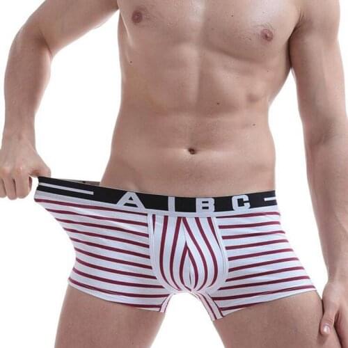 KWAN.Z men underwear cotton brand boxer mens breathable cueca striped underwear men U convex bag sexy cotton men boxers