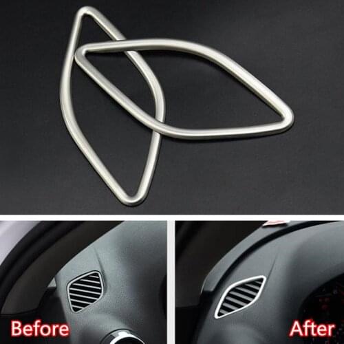 YAQUICKA 2x Car Front Dashboard Air Outlet Vent Trim Frame ring Styling Sticker For Audi A3 8V 2014+ Stainless Steel Accessories