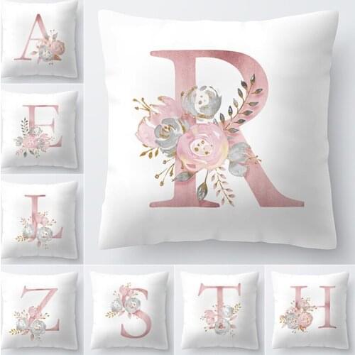 Letter Pillow Cover 45x45cm Room English Alphabet For Home goods 1PC Flower Pillowcase Polyester