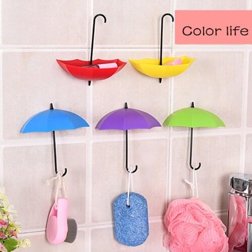 Non-marking punch-free umbrella hook self-adhesive hook wall door clothing hanger key hook bathroom kitchen sticky rack
