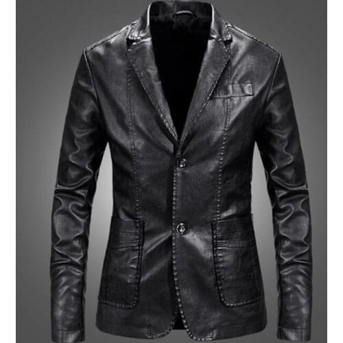Mens Leather Jackets New Arrival Mens PU Blazer Men Male Slim Casual Blazer Suit Jacket Plus Size Outerwear