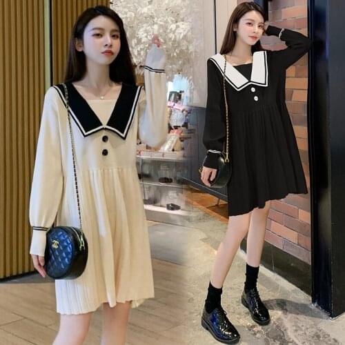 6065# Maternity Clothes Easy Matching A Line Nursing Dress Spring Autumn Breastfeeding Dress