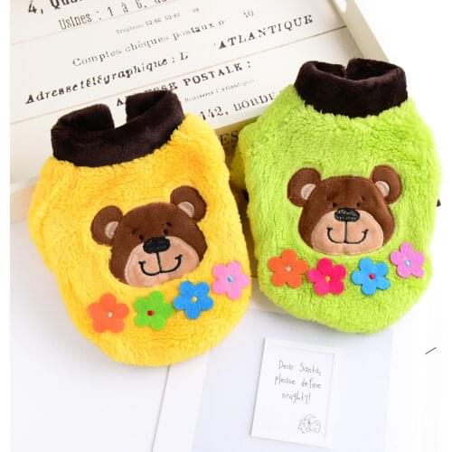 Autumn winter Warm cute bear Coral velvet sweater small cat dog Chihuahua Shih Tzu Sweatshirt Puppy Pullover Pet Thicken clothes