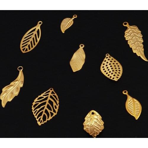 20pcs/Lot Stainless Steel Multiple Sizes Styles Leaf Flower Tree Charms Plant Pendant For DIY Jewelry Making Handmade Crafts HXD