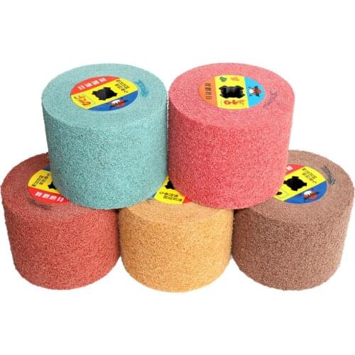 1Pc Nylon Fiber Wire Drawing Polishing Wheel Non-woven Burnishing Drum Buffing Wheel For metal deburring derust 120x100mm