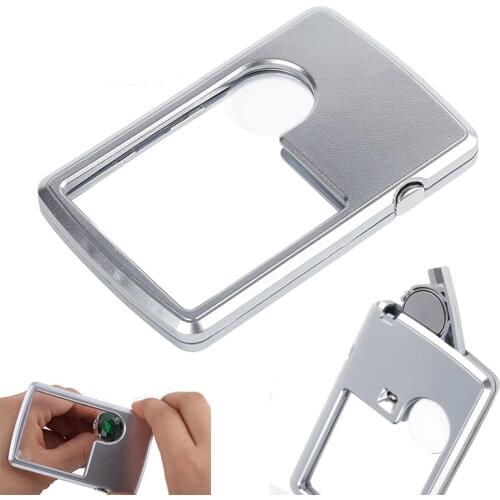 Handheld LED Magnifier Portable 3X 6X Magnifying Glass Ultra-thin Acrylic Len Magnifying Glass with Led Light Jewelry Loupe