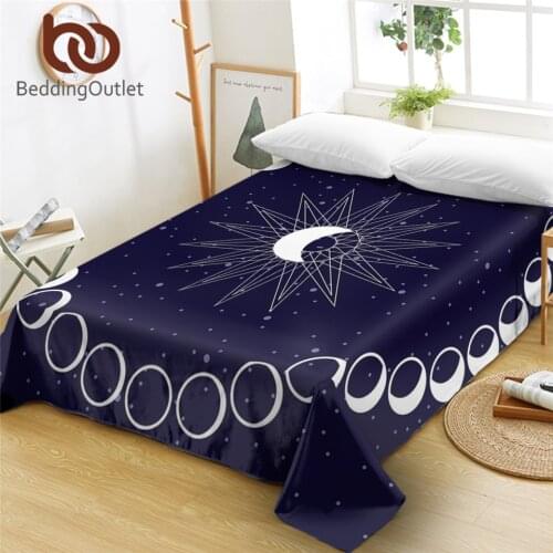 BeddingOutlet Eclipse Bed Sheet Moon Star Bedspread Mattress Protector Cover Blue Bedlinen Queen King drap de lit 1-Piece