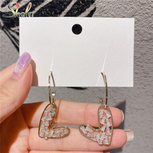 SHELA Heart Earrings For Women Trendy Korean Fashion Jewelry Dangle Pendientes Wholesale Zirconia S925 Sterling SilverPin