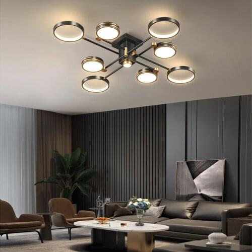 Modern LED chandelier dimmable lamps indoor lighting bedroom dining room living room hall lights black with remote control