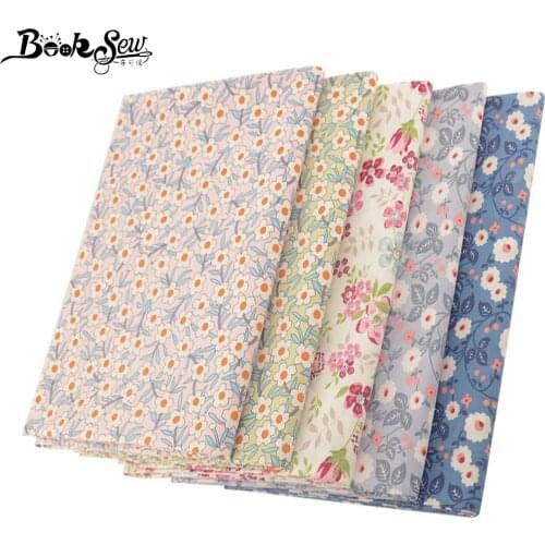 Booksew Flower Patterns Twill Brocade Cloth Fabric for Sewing Baby Clothes Quilting Home Textile Needlework By the Per Meters