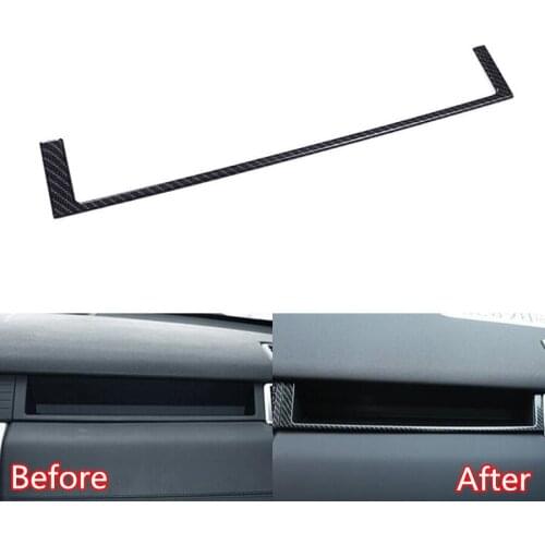 Carbon Fiber Black ABS Car Co-driver Storage Box U Shape Strip Trim Car-Styling Sticker For Land Rover Discovery Sport 2015-17