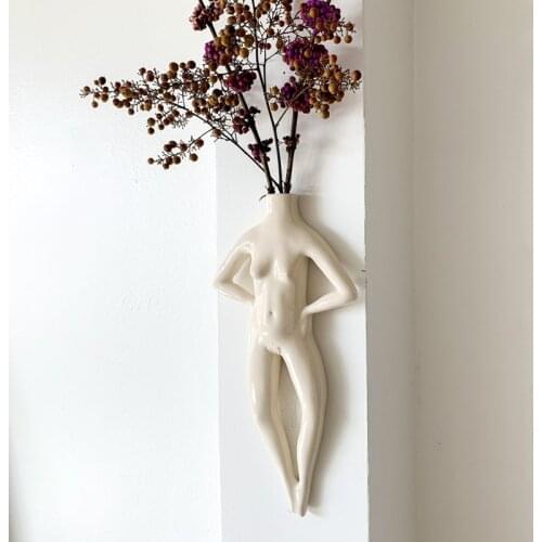 Creative Human Body Shaped Vase Modern Simple Wall-Mounted Resin Crafts for Home living Room Office Decoration D1