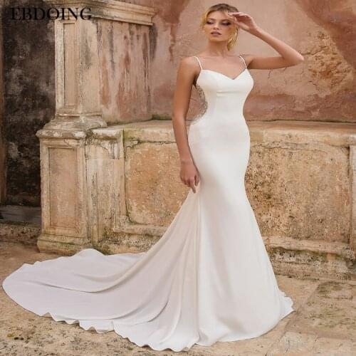 Vestidos De Novia Mermaid Wedding Dress Backless Spaghetti Straps Sweetheart Neckline With Chapel Train Plus Size Wedding Gowns
